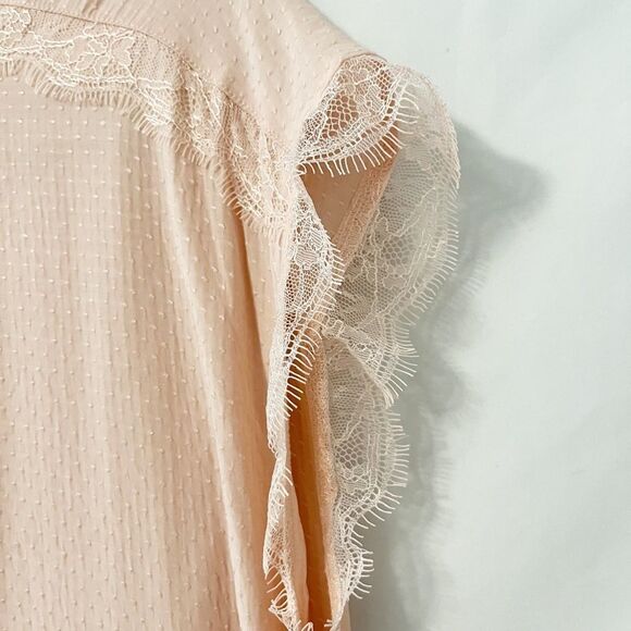 Express Short Sleeve Blouse Pink Lace Size M - Picture 3 of 6